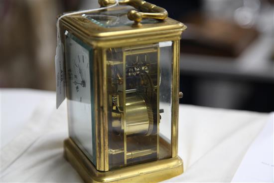 A French brass carriage clock 5.5in.